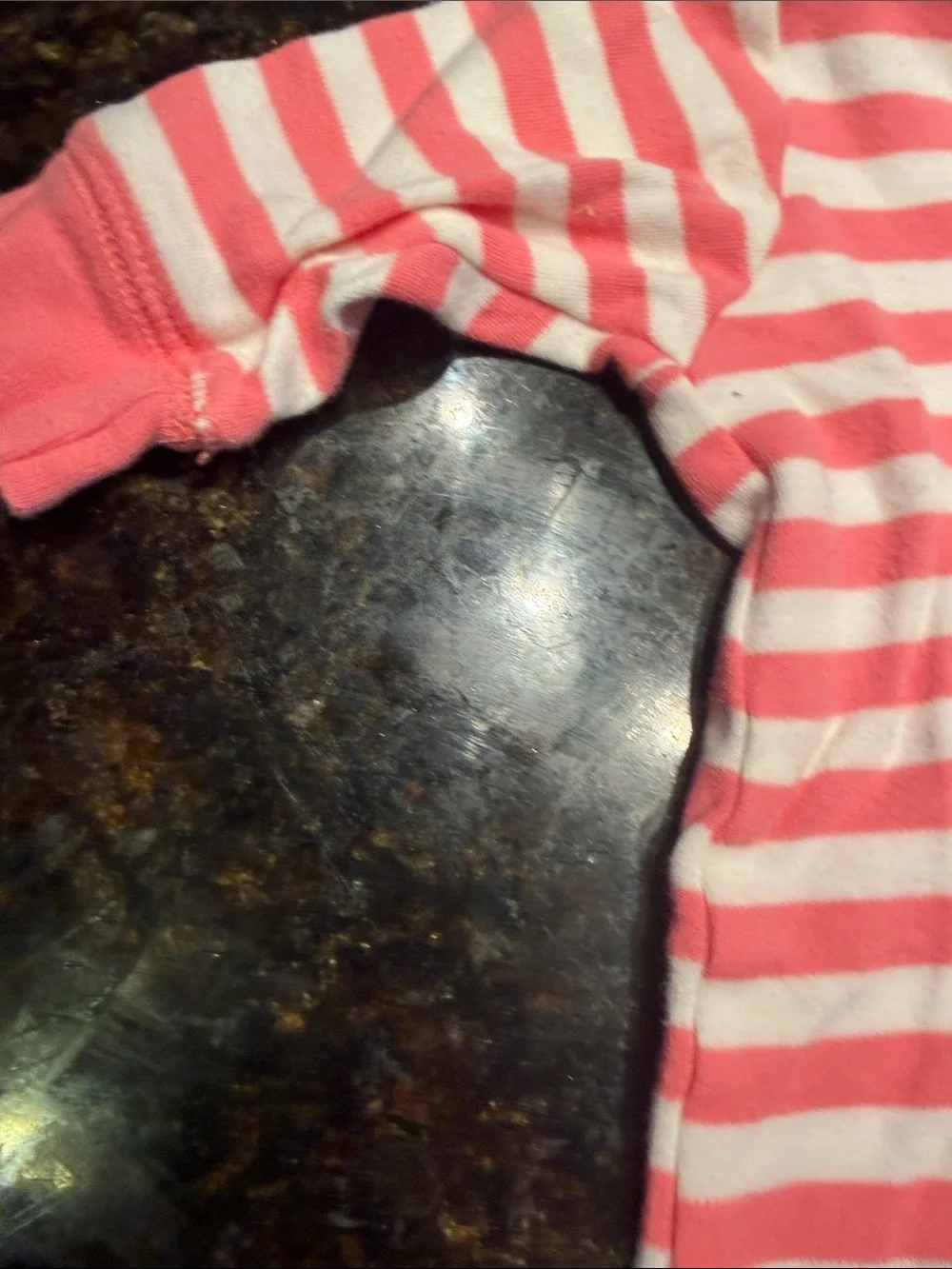Striped Pink and White Baby One-Piece Footed Pajamas 3-6 Month Long Sleeve